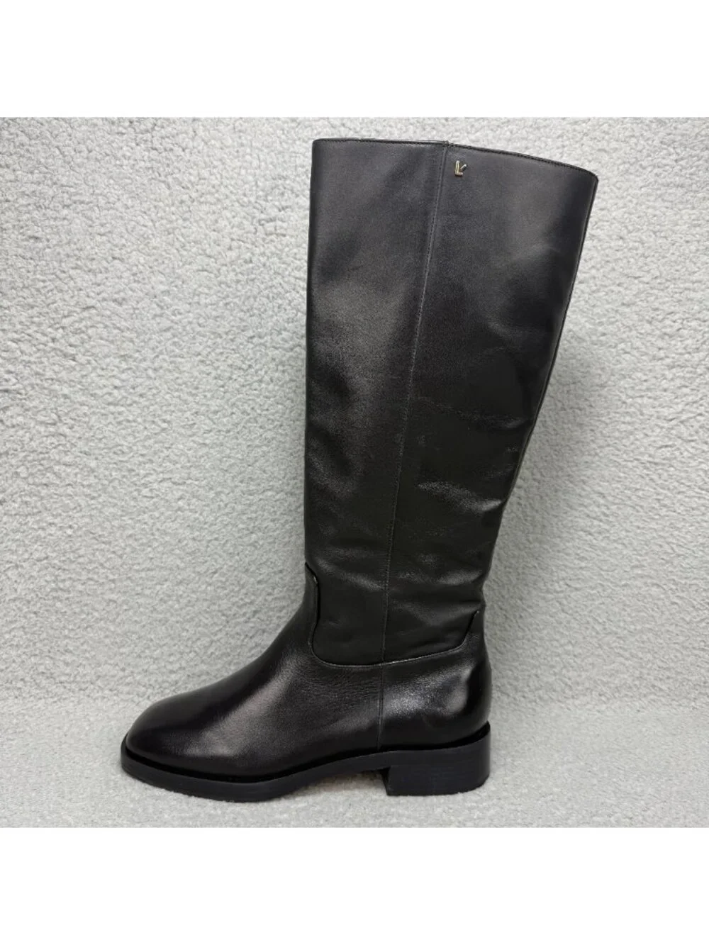 Larroude Boots Womens 7.5 Shoes Black Leather Anne Knee High Riding Square Toe